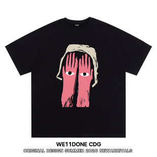 WE11DONE CDG小众潮牌Justinbieber同款卡通印花纯棉宽松短袖t恤