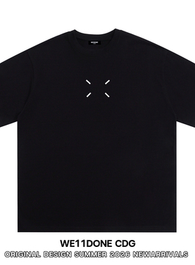 WE11DONE CDG美式潮牌WELLDONE王嘉尔同款四角标重磅纯棉短袖T恤