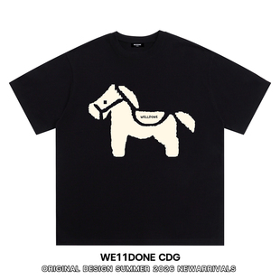 t恤 潮牌WELLDONE小马印花男女重磅宽松纯棉短袖 WE11DONE CDG美式
