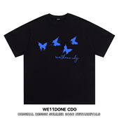 WE11DONE CDG小众潮牌WELLDONE蝴蝶印花男女重磅宽松纯棉短袖 T恤