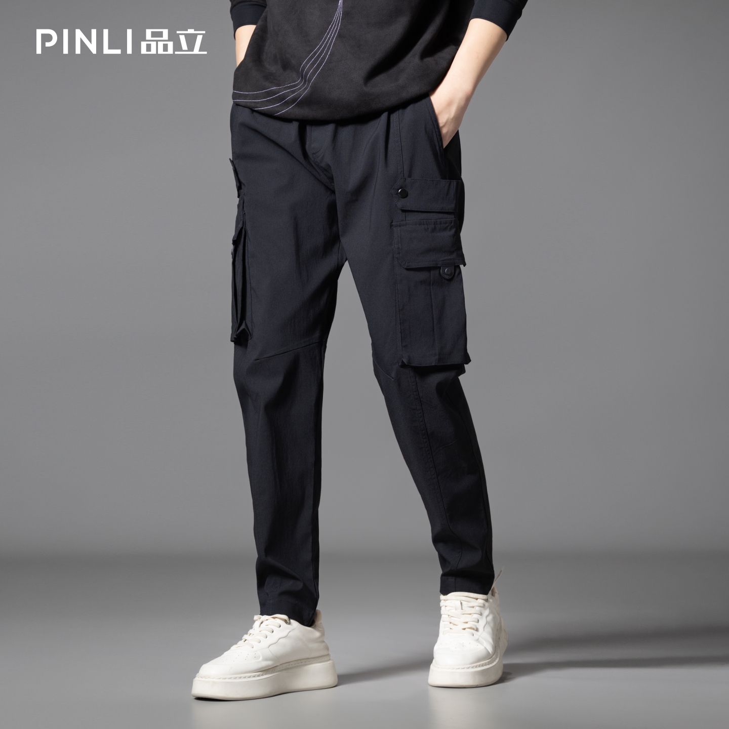 品立高街多口袋宽松工装裤男士