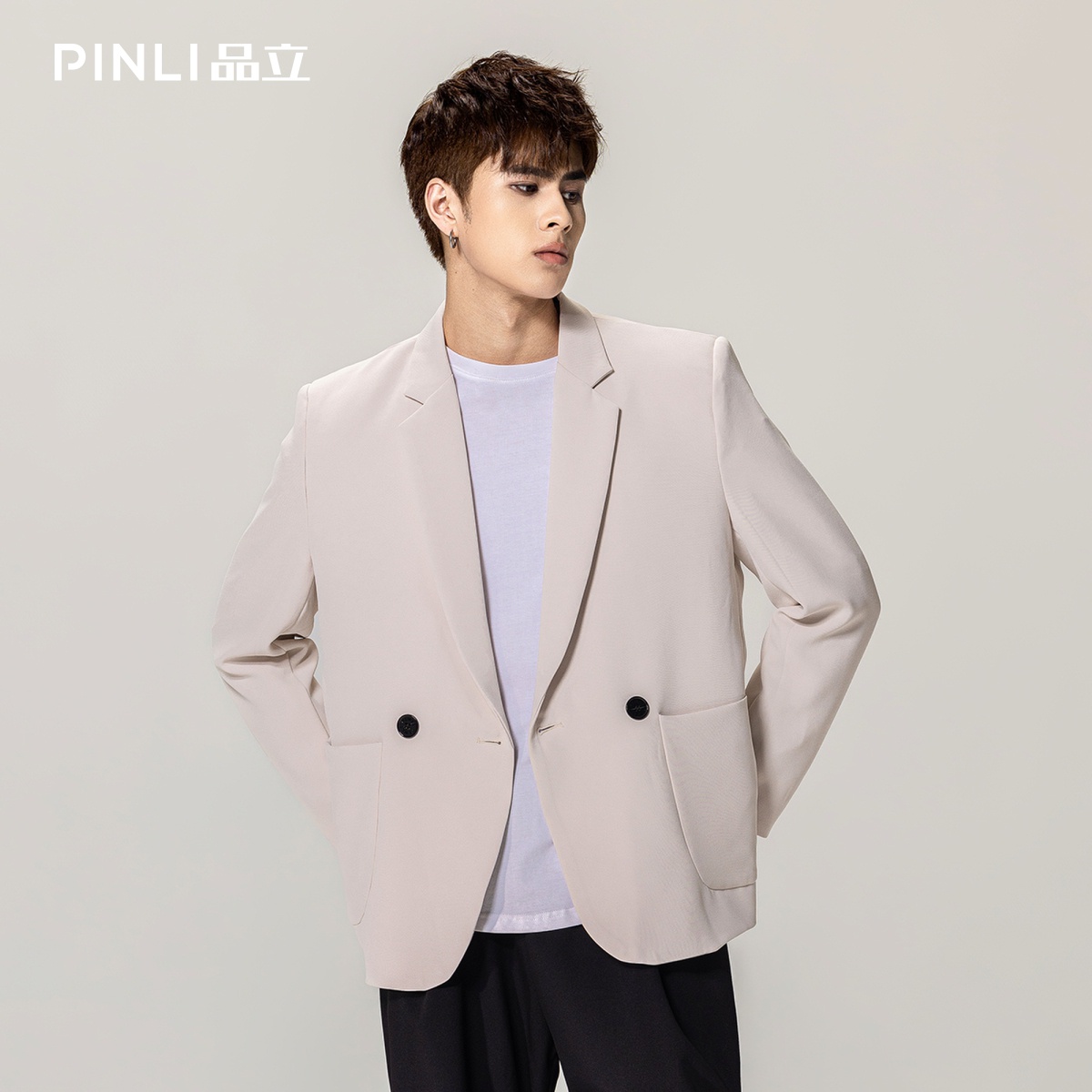 PINLI品立纯色休闲西装外套