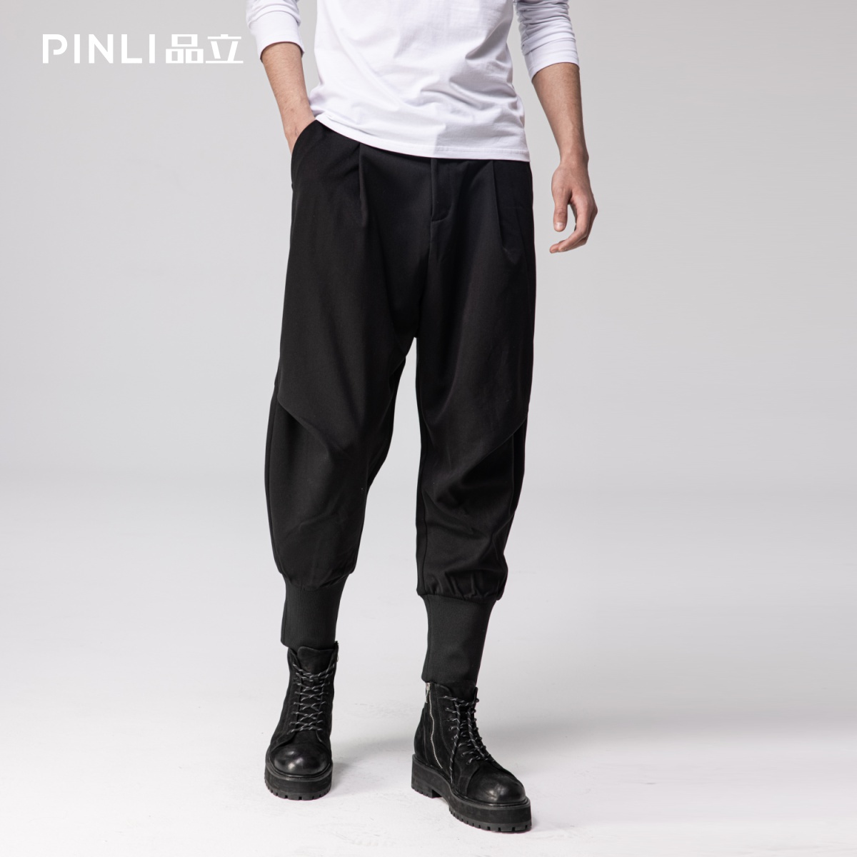 pinli品立罗纹收脚男装新款