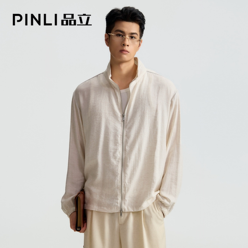 PINLI品立男装米白肌理感外套