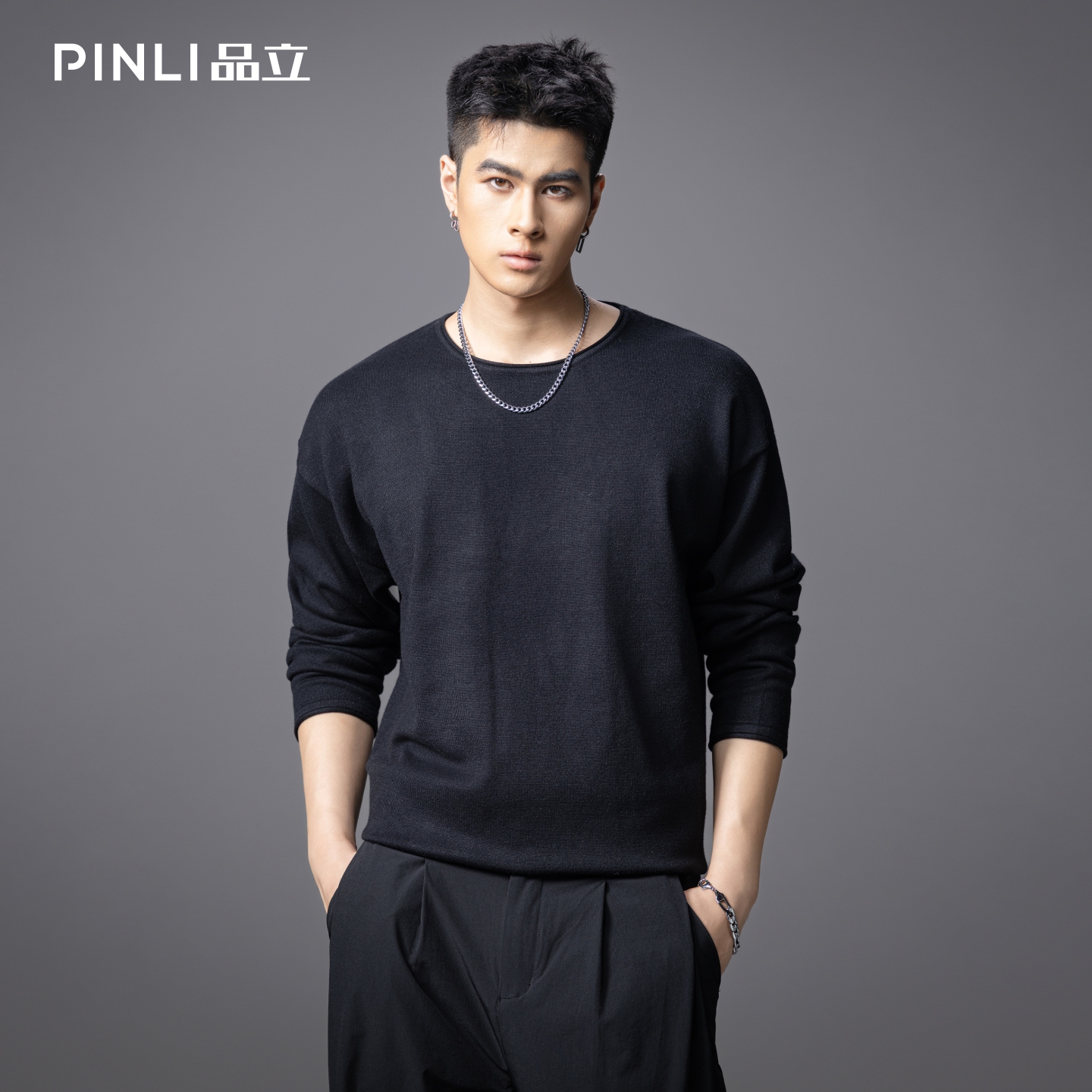 品立宽松简约休闲长袖针织衫毛衣