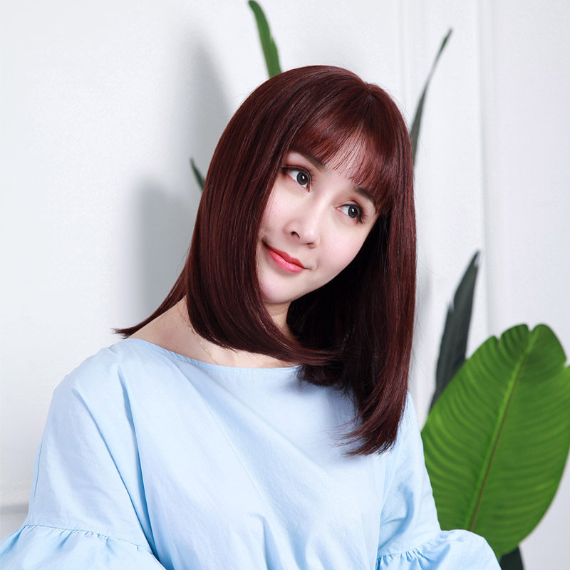 俏百丽假发女网红全真发发套中长发真人发丝短发bobo头时尚头套