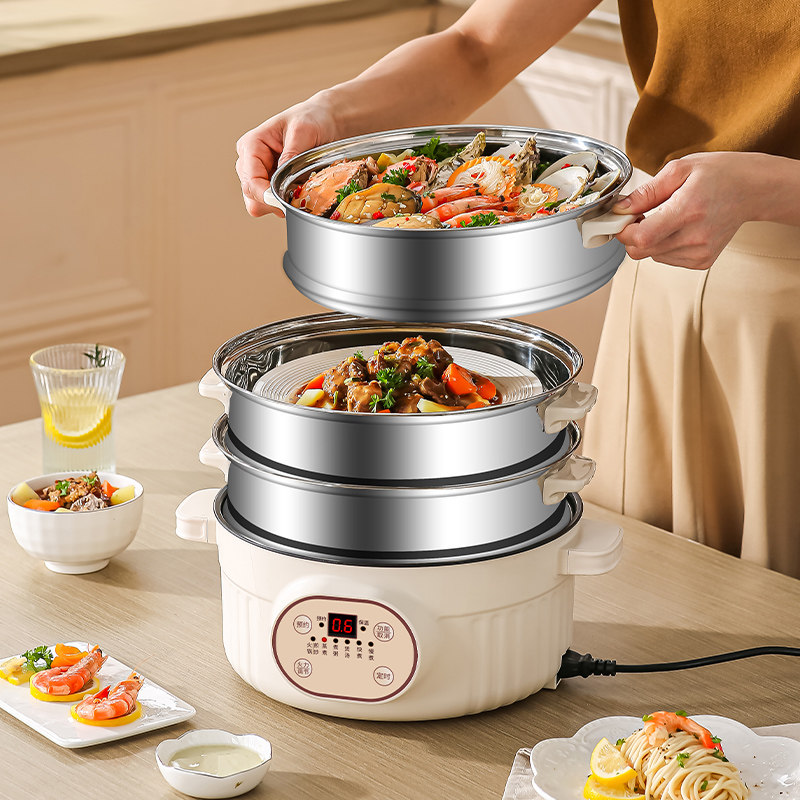 电蒸锅多功能家用大容量三层电蒸笼预约定时多层蒸馒头智能蒸煮锅