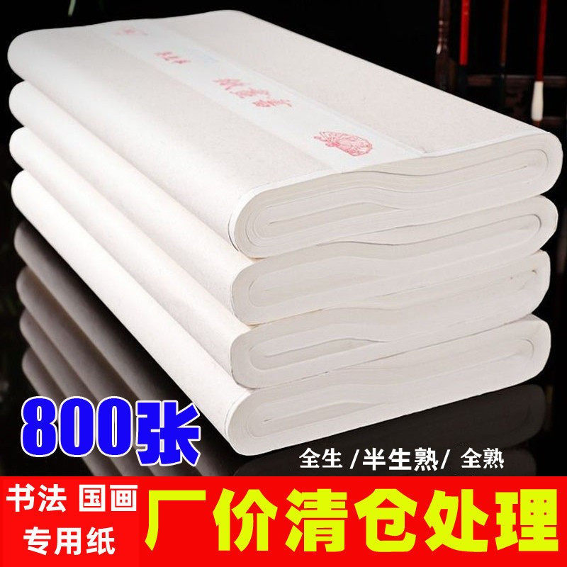 书画纸半生熟初学者半生熟毛笔字书法全生国画作品四尺加厚包邮