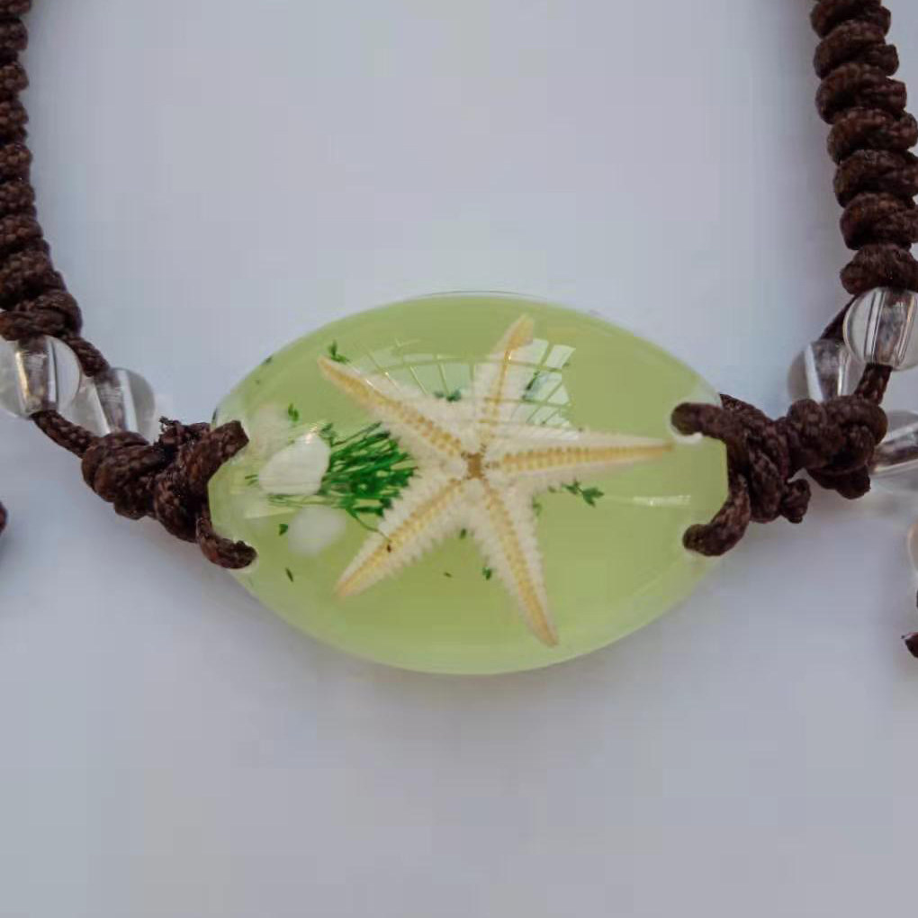 夜光海星水晶饰品琥珀情侣手链幸运草石定情男女款生日脚链礼品