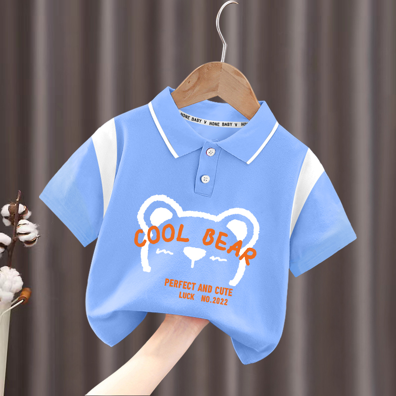 男童短袖t恤儿童洋气Polo衫纯棉夏装新款半袖小童男宝宝翻领上衣T