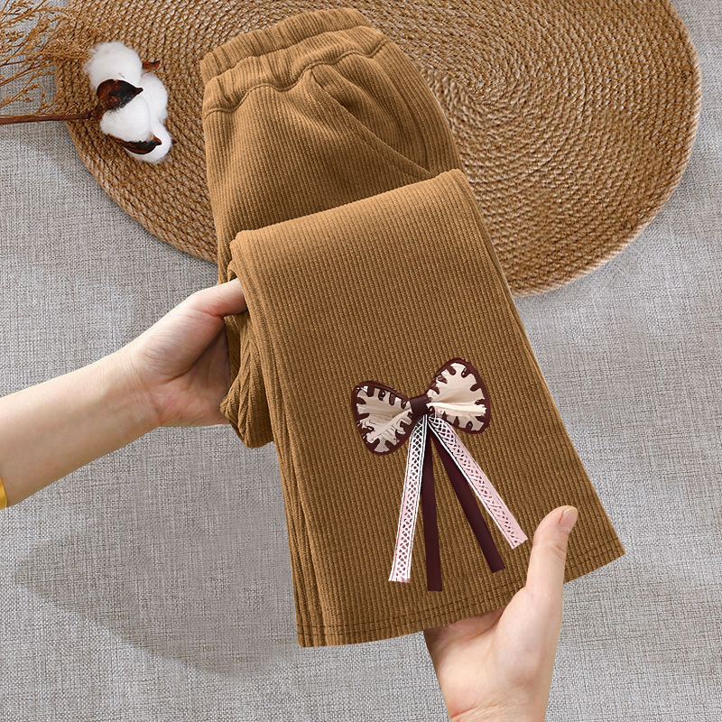 儿童女童2025春秋季最新款灯芯绒裤显瘦喇叭裤中大童修身长裤子潮