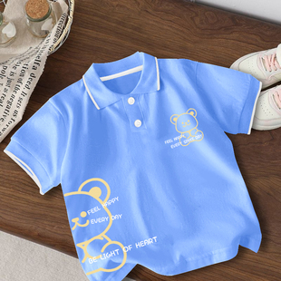 POLO衫男女儿童夏季翻领日系上衣宽松童装inst恤宝宝纯棉短袖T恤