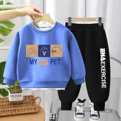 纯棉男童2025秋季新款时尚卫衣卫裤休闲宽松套装长袖裤子两件套潮