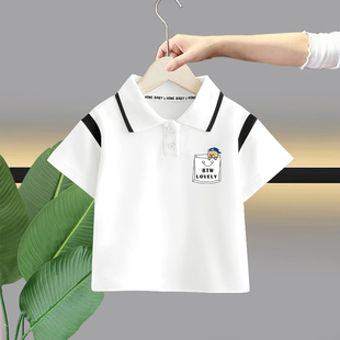 宝宝洋气潮 新款 男童t恤短袖 翻领印花纯棉儿童夏装 男孩衣服polo衫