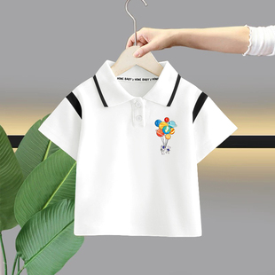 POLO衫 2025韩版 儿童翻领t恤纯棉透气学院风男童短袖 童装 体恤 夏季