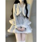 冬季小香风甜美一整套穿搭女秋冬富家千金外套+短裙名媛两件套装