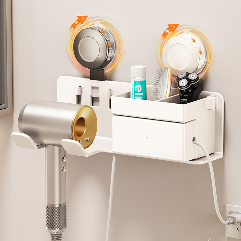 吸盘牙刷置物架免打孔卫生间牙杯收纳支架壁挂式漱口杯吹风机架子