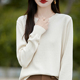 简约百搭全棉线毛衣 女2025冬季 100%纯棉针织衫 圆领宽松内搭打底衫