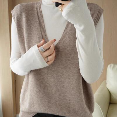 套头百搭常规V领螺纹马甲