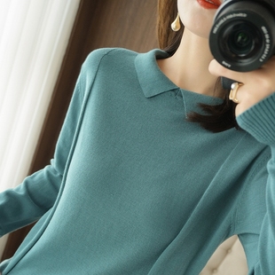 短款 女娃娃领套头内搭打底衫 方领全棉线衣春 针织衫 100%纯棉线长袖