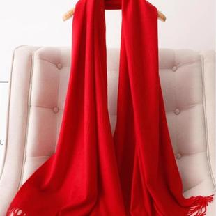 2025春季新款羊绒围巾大红男女披肩加厚超长百搭中国红羊毛围脖