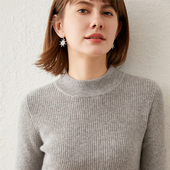 内搭紧身打底衫 半高领毛衣女中领修身 针织线衫 秋季 羊毛衫 套头长袖