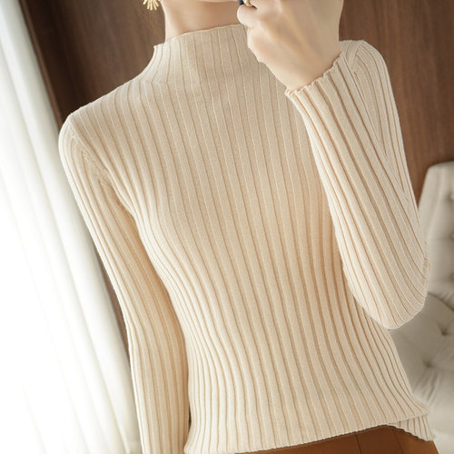 纯棉线长袖打底针织衫全棉初秋