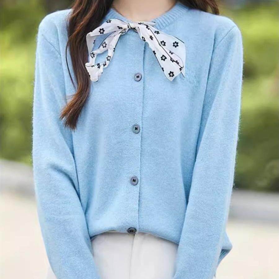 小香风蝴蝶结针织开衫女短外套