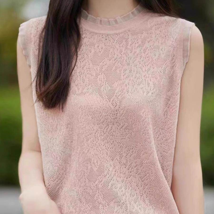 2025新款蕾丝花边镂空钩花打底衫女气质软糯时髦无袖外穿针织背心,女装/女士精品,背心吊带,淘宝优惠券,粉丝福利购,淘宝优惠卷