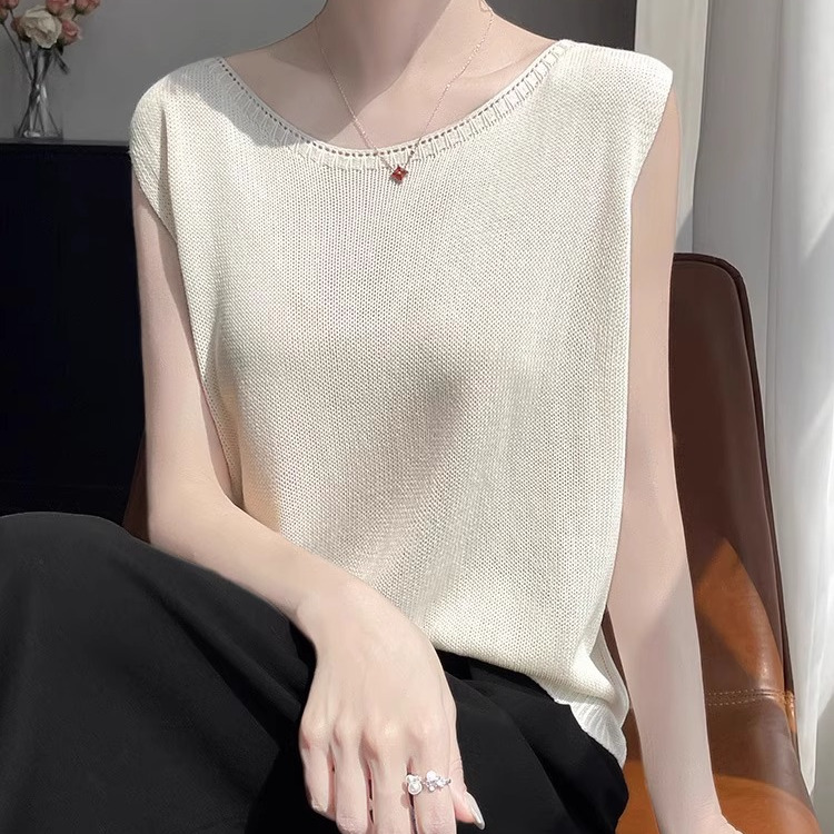 夏季可外穿宽松百搭休闲针织背心女内搭打底吊带上衣砍袖短袖t恤