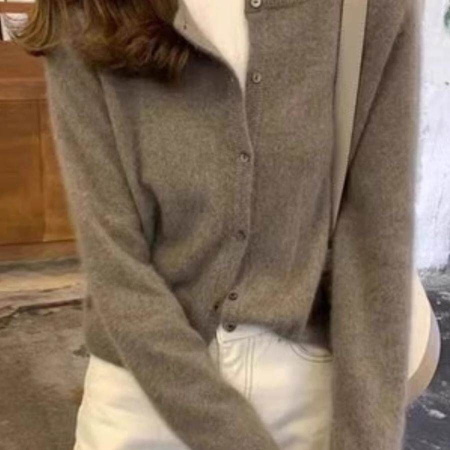 秋款女圆领羊绒开衫显瘦百搭图片