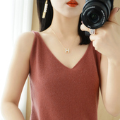 羊毛针织吊带女2026春季 打底衫 新款 内搭背心性感宽松上衣V领无袖