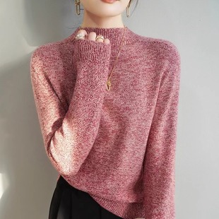 2025冬季新重磅加厚半高领合股花纱羊毛衫女时尚针织打底衫毛衣