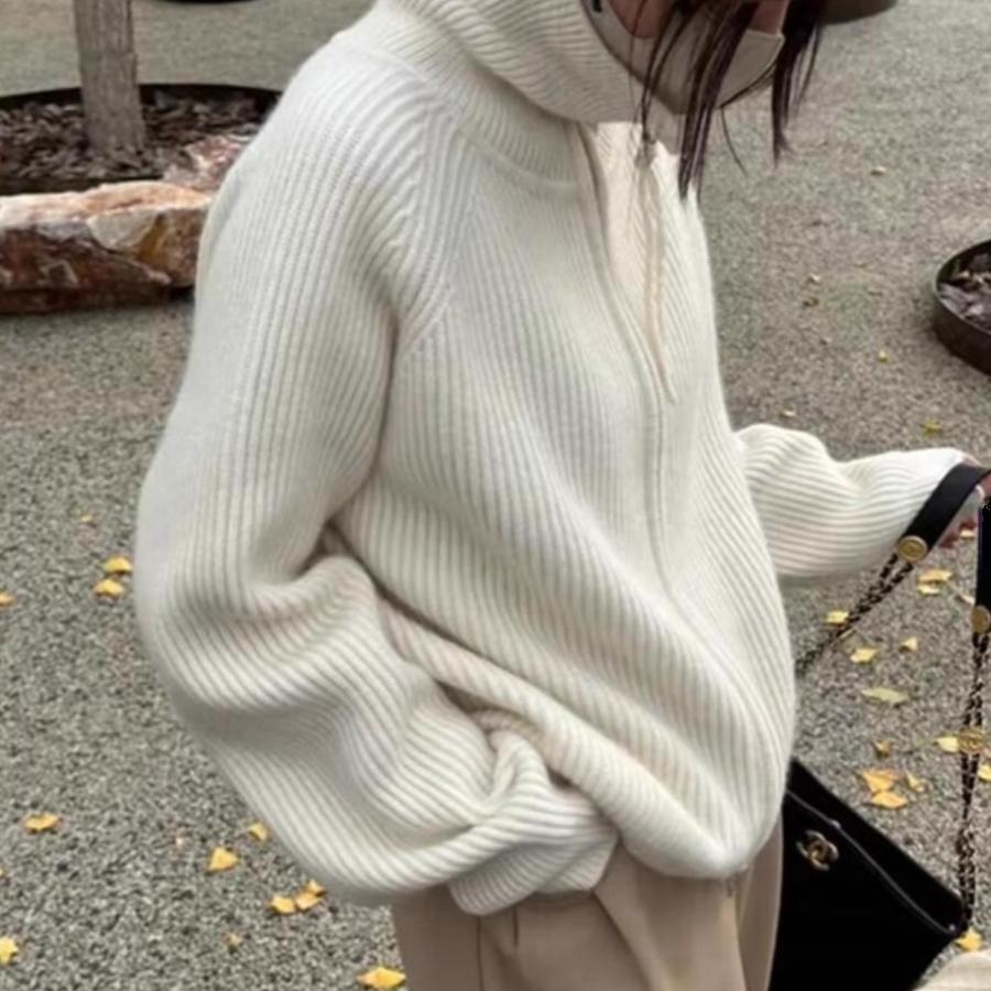 老钱风双拉链羊毛针织开衫女