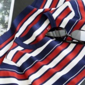 拼色条纹冰丝短袖 针织衫 女夏季 刘雯同款 宽松显瘦半袖 T恤圆领上衣