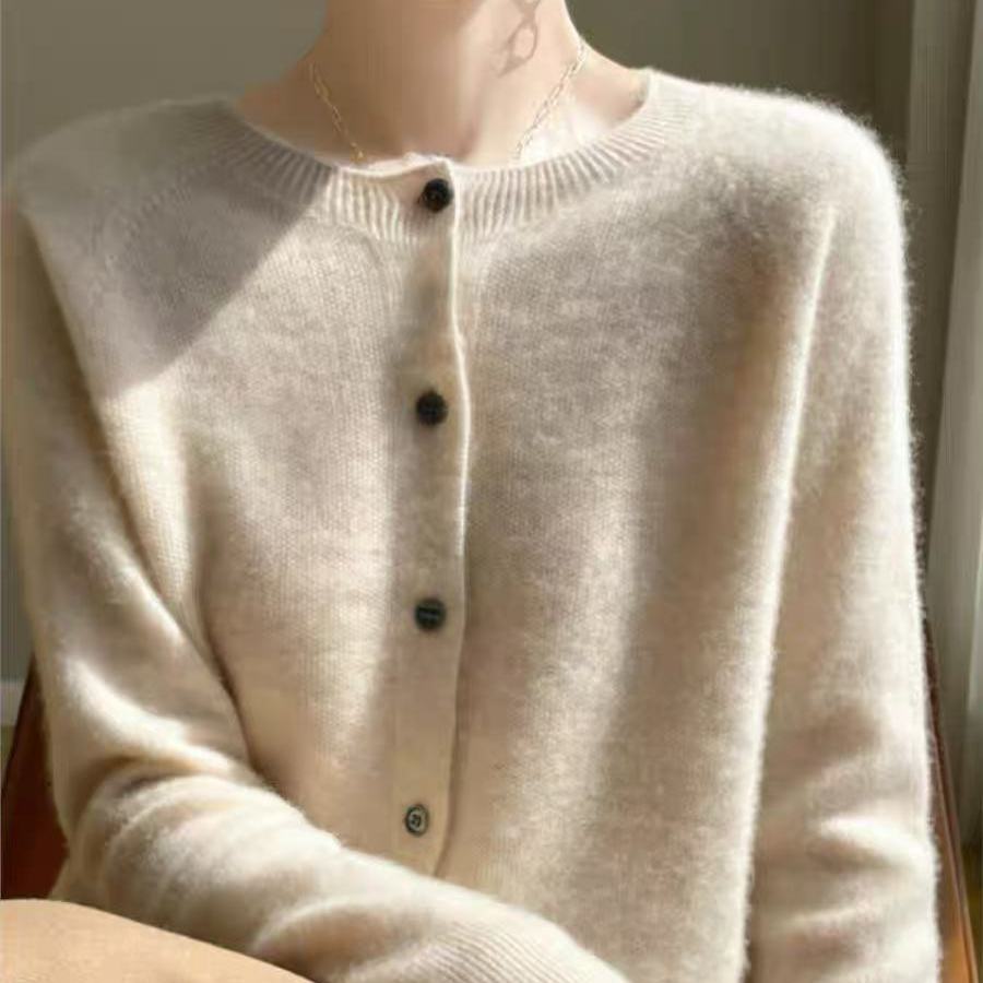 一线成衣圆领针织开衫外套