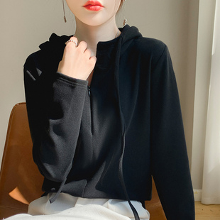 双面德绒连帽衫2025秋季新款叠穿内搭保暖打底衫宽松保暖磨毛外套