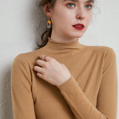 2024秋季新款半高领女中领羊绒衫