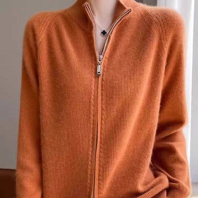 羊毛拉链立领拉链针织衫