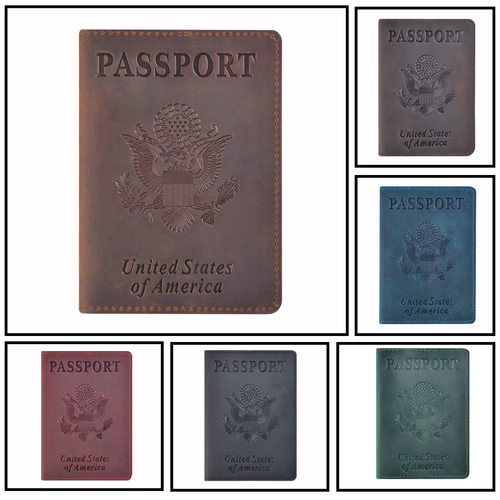 USA PASSPORT COVER真皮美国护照夹 证件夹 复古登机卡护照本