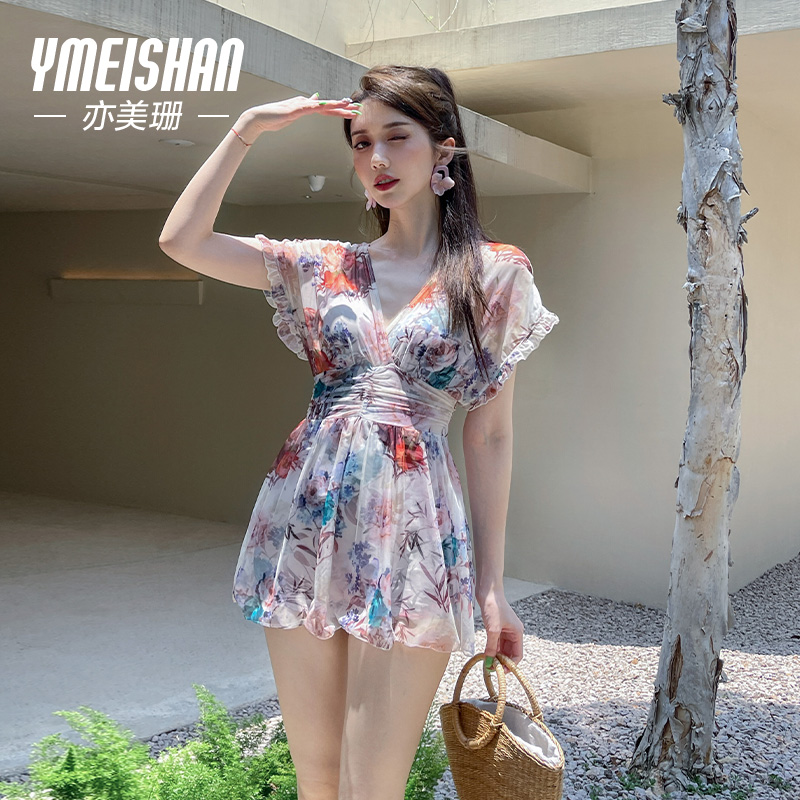 亦美珊连体泳衣女高级感2025新款微胖女孩遮肉显瘦保守遮肚子温泉