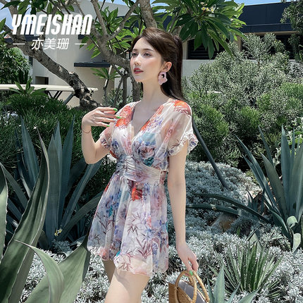 亦美珊连体泳衣女成人高级感2026新款微胖mm遮肉显瘦保守绝美温泉