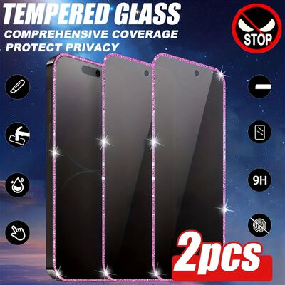 NNBILI 2Pcs Pink Rainbow Privacy Screen Protector for iPhone