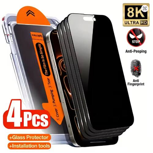 4Pcs Privacy Screen Protector For iPhone 17 13 14 15 16 Pro