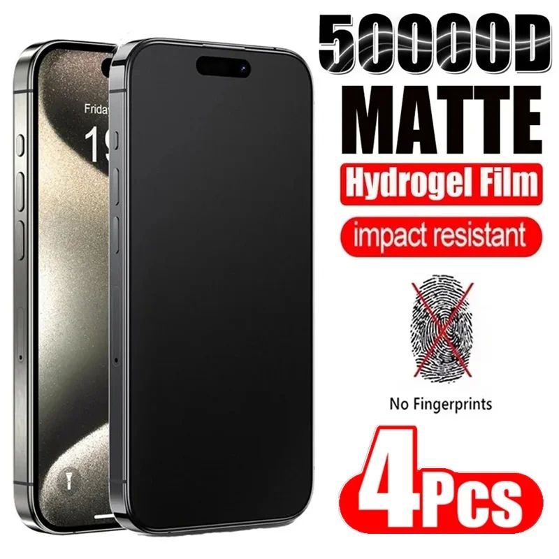 4Pcs Matte Hydrogel Film for IPhone 14 11 12 13 15 Pro Max M
