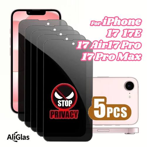 5 Pieces Black Tempered Glass Film Privacy Screen Protective
