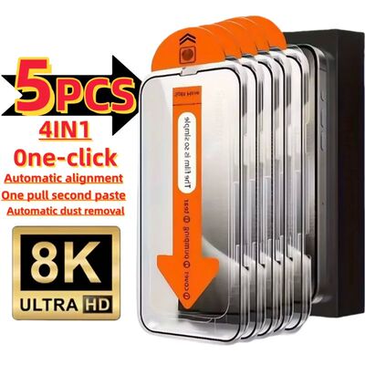 5pcs HD Tempered Glass Screen Protectors for iPhone 17 16 Pr
