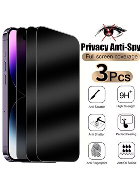 3PCS Anti-Spy Privacy Tempered Glass Screen Protector for iP