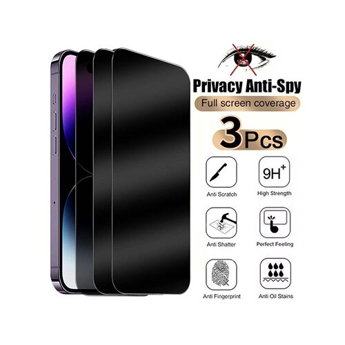 3PCS Anti-Spy Privacy Tempered Glass Screen Protector for iP