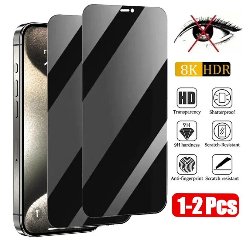 1-2PCS Privacy Glass For iPhone 14 15 13 11 12  Pro Max Mini